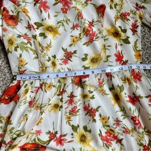🦋 Short Sleeve Prairie Style Floral Maxi Dress Medium  Cottagecore Spring Casual - Picture 10 of 11